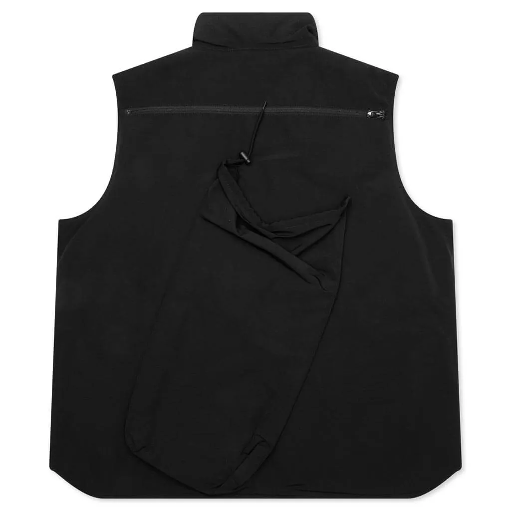 Multi-Pocket Zipped Down Vest - Black