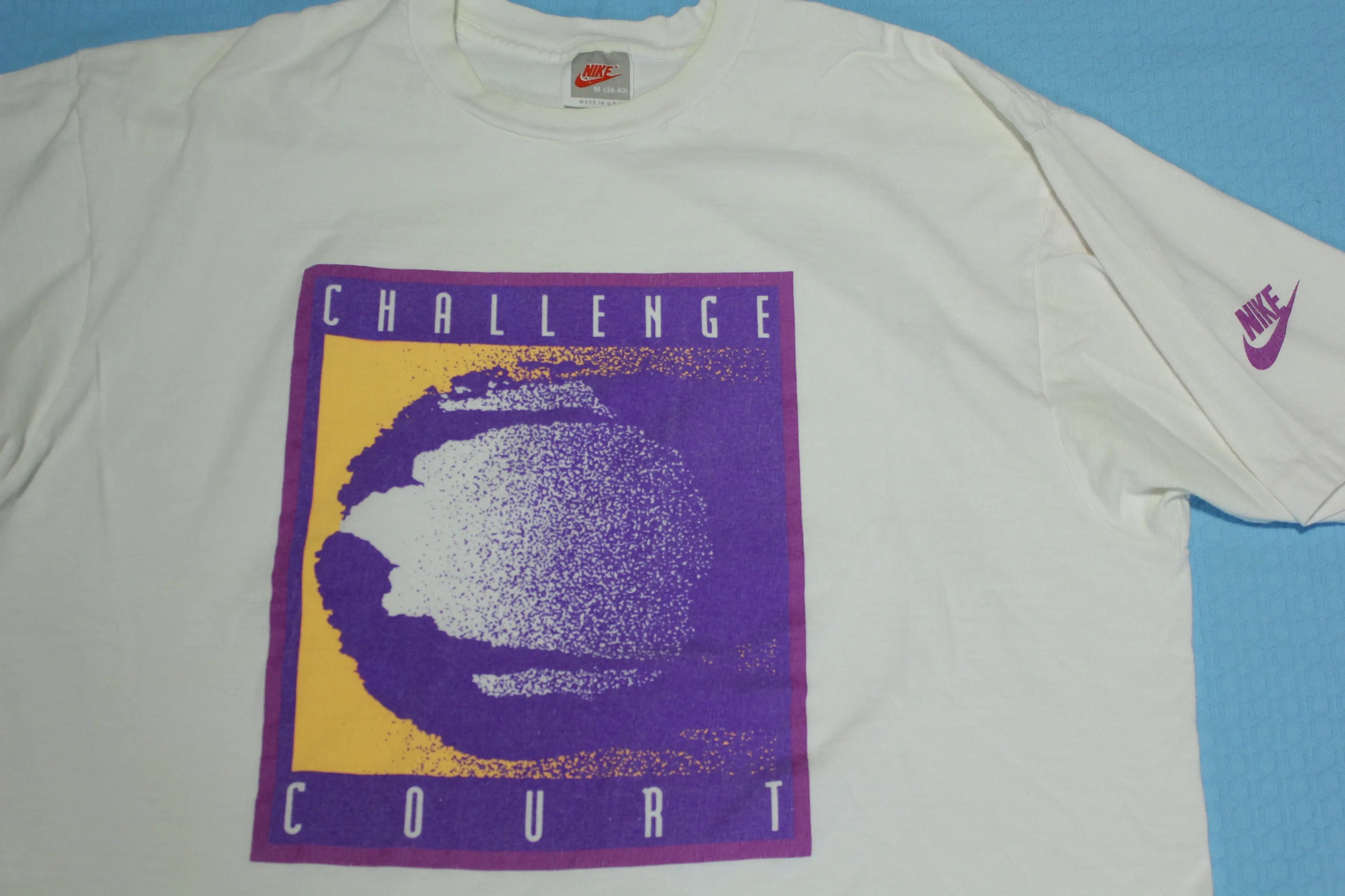 Vintage 90s Nike Challenge Court Andre Agassi Single Stitch Tennis T-Shirt - Made in USA