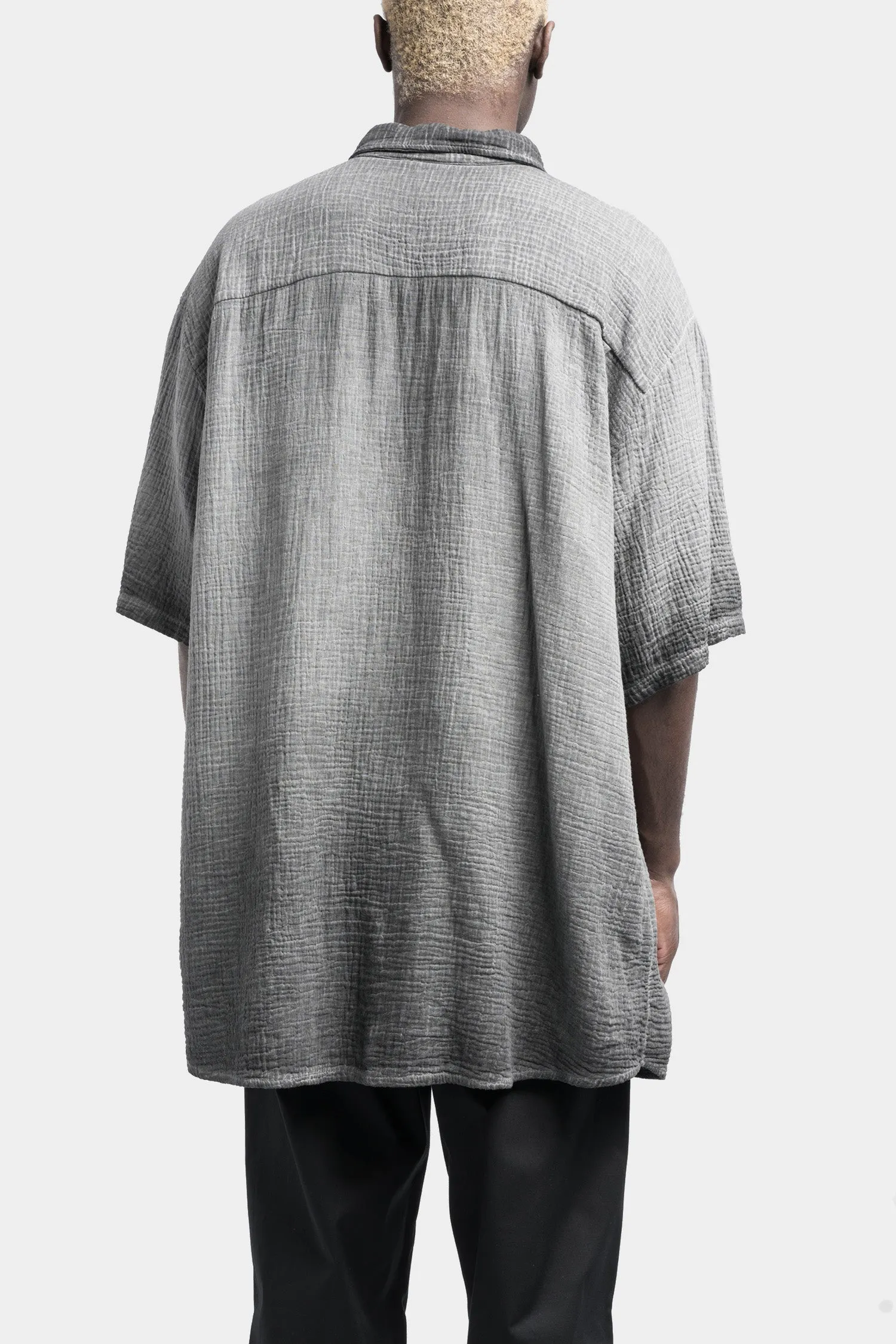 Oversized gauze short sleeve shirt, Cold dyed