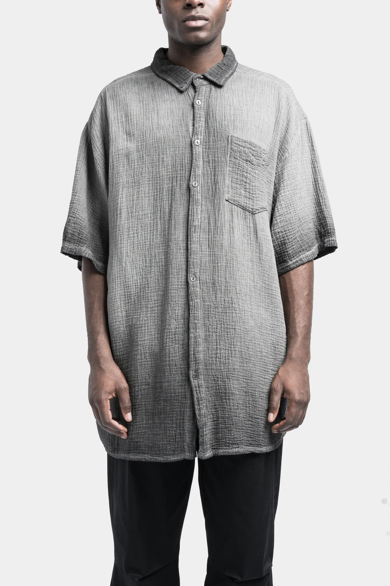 Oversized gauze short sleeve shirt, Cold dyed