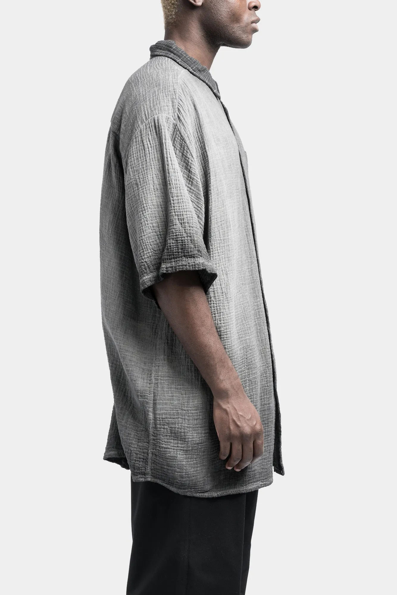 Oversized gauze short sleeve shirt, Cold dyed