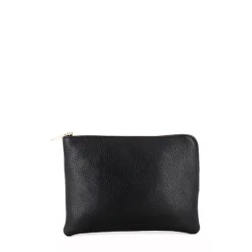 PAIGE CLUTCH  - BLACK PEBBLE LEATHER