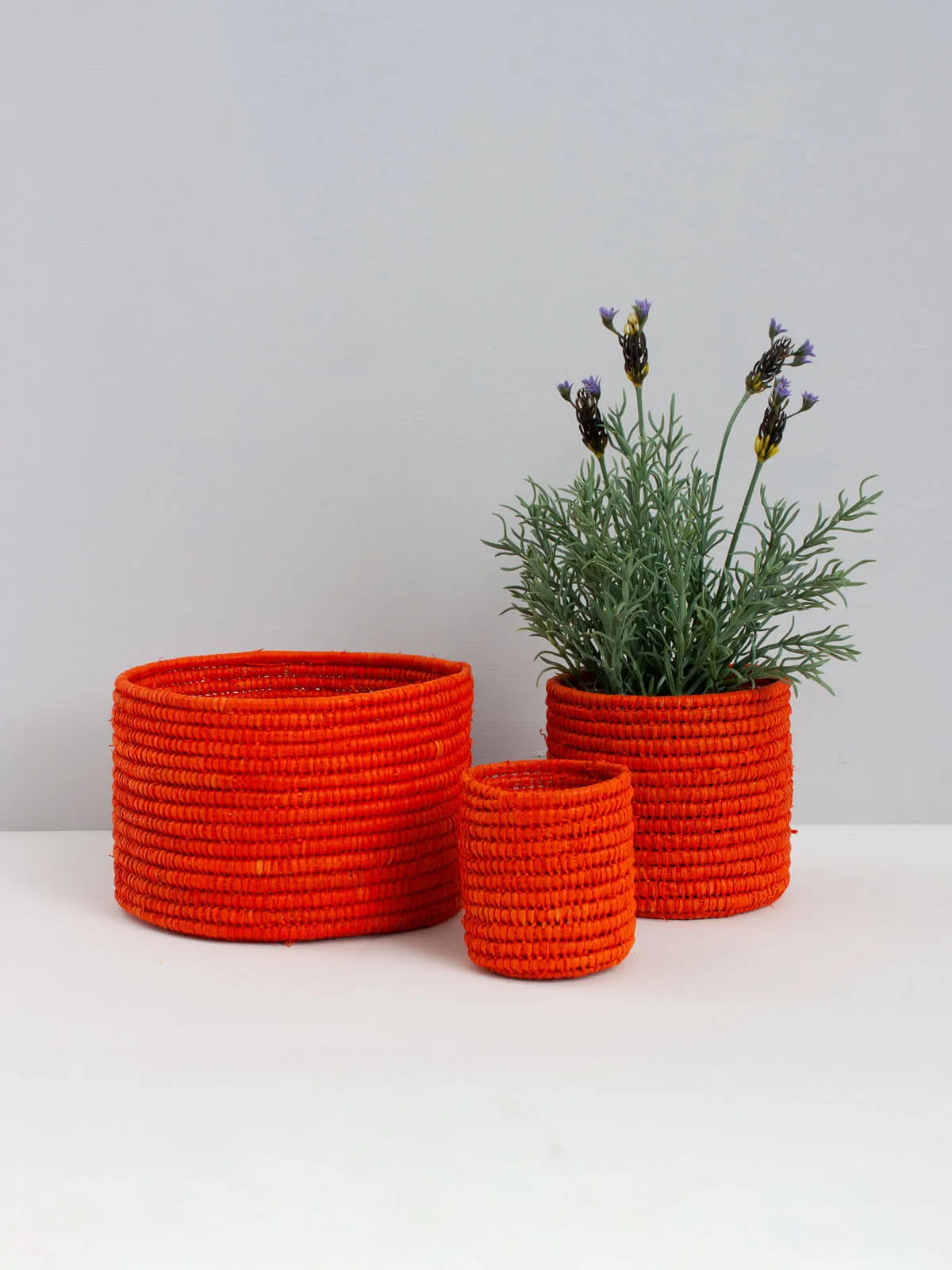 Raffia Storage Pots, Orange