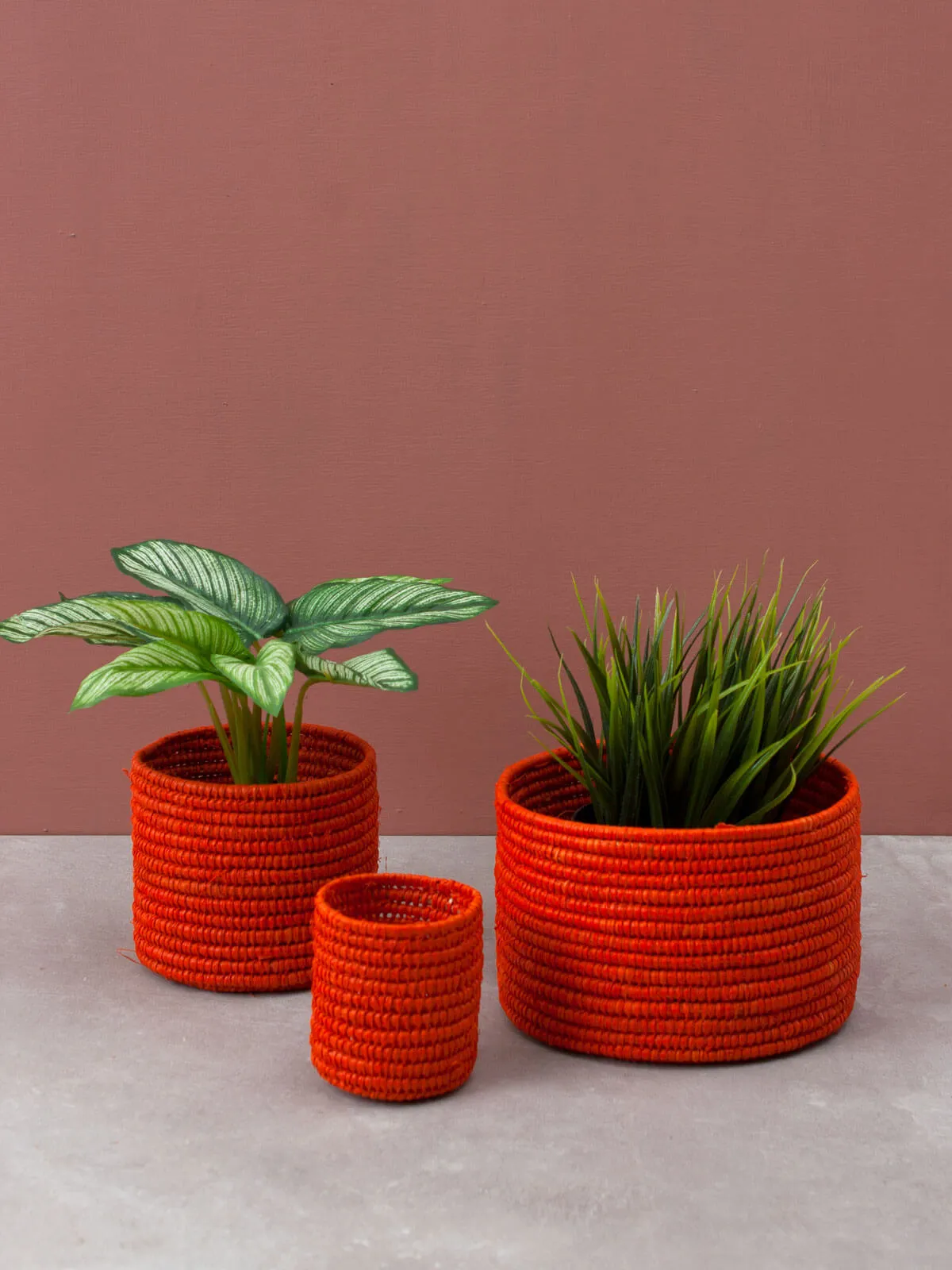 Raffia Storage Pots, Orange