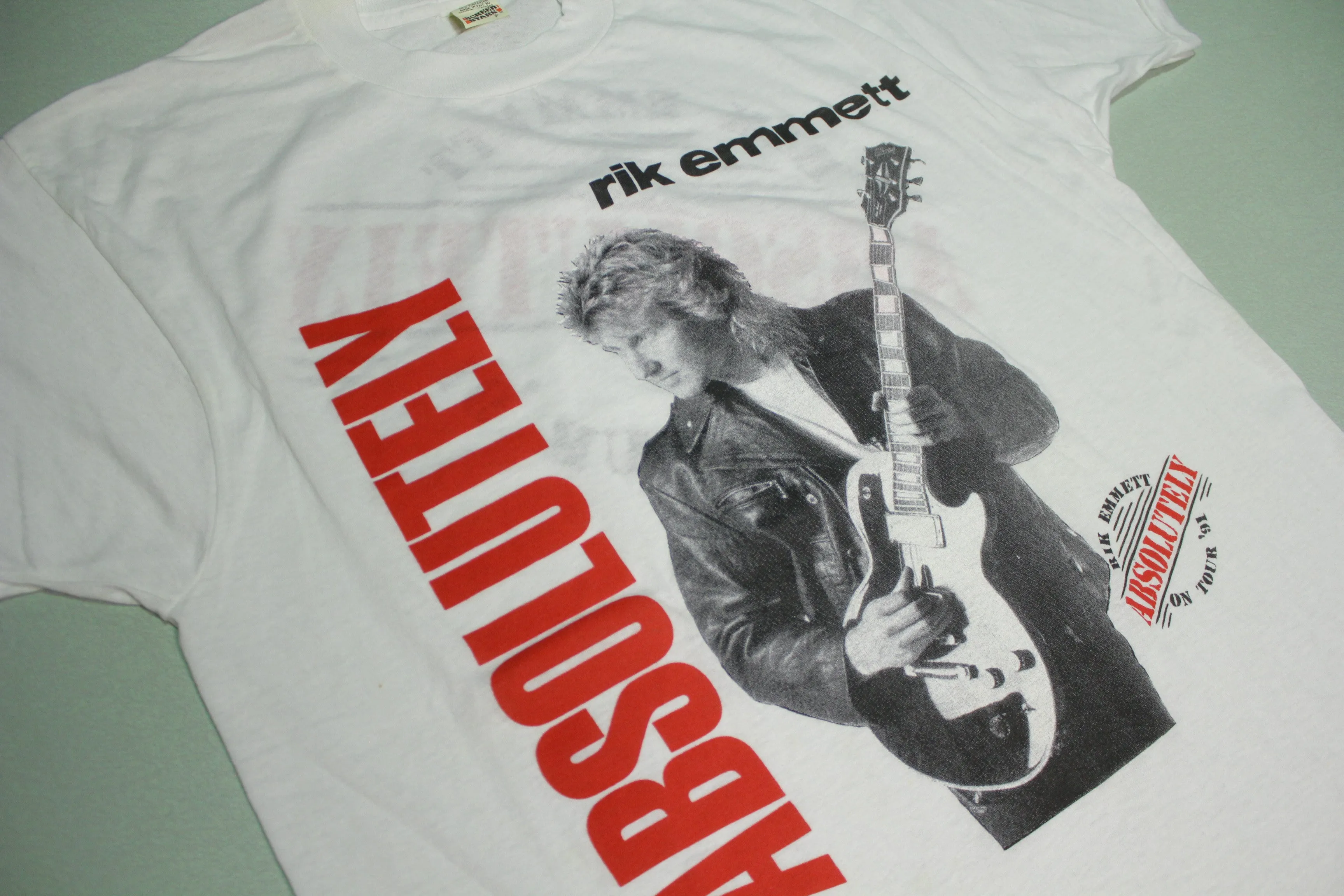 Rik Emmett Absolutely 1991 Vintage 90's Tour Ex-Triumph Single Stitch Concert T-Shirt