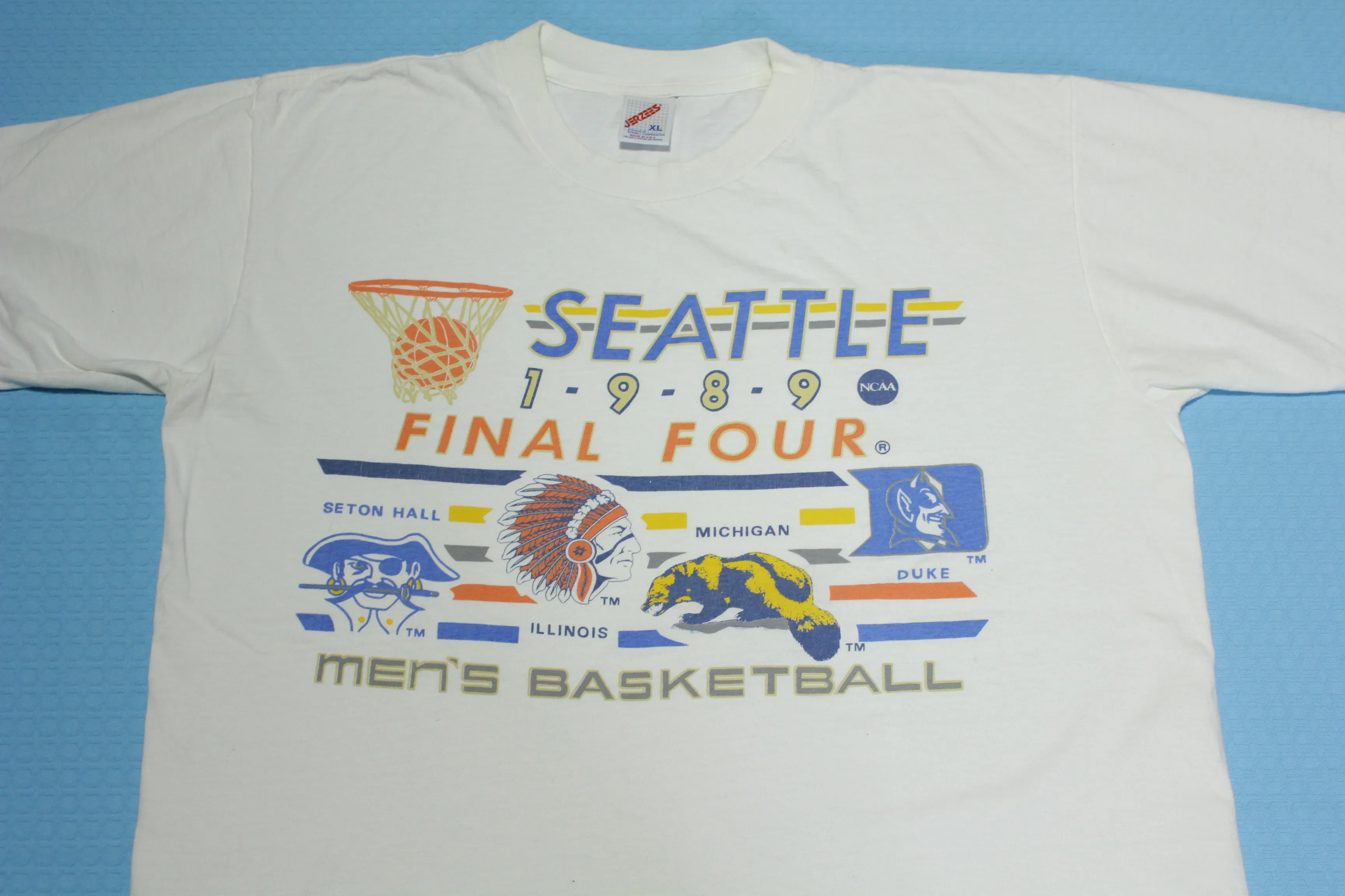 Seattle 1989 Final Four Seton Hall Michigan Illinois Duke NCAA Collegiate Basketball T-Shirt