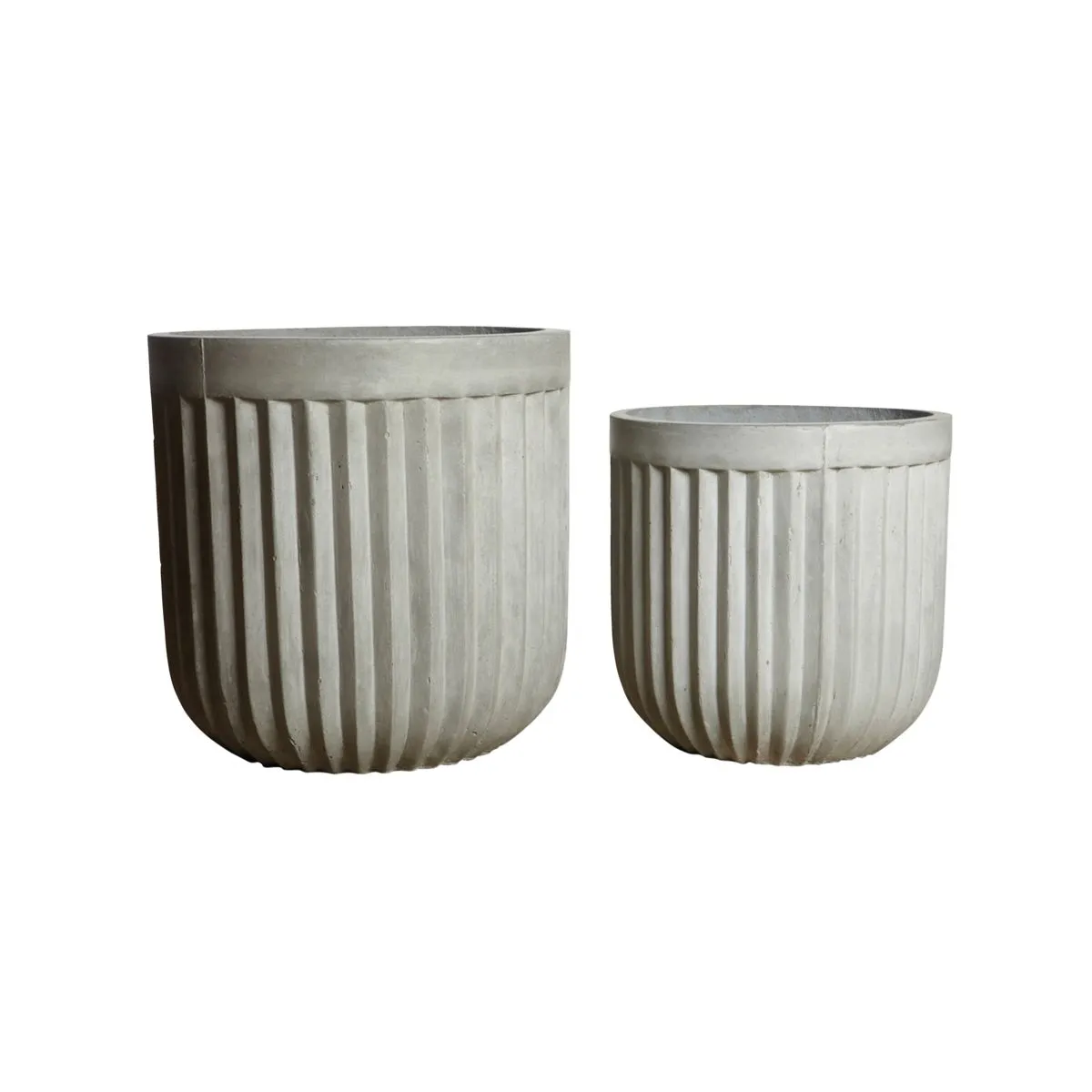 Set of two Concrete Ribbed Planters