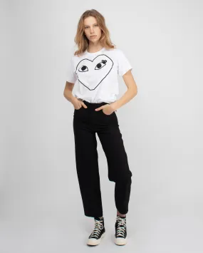 T101 BLACK HEART OUTLINE T-SHIRT/ WHITE